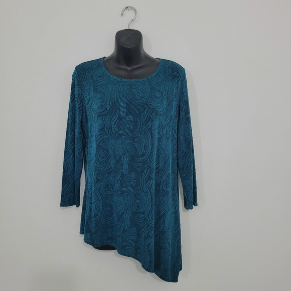 Citiknits Tops - Citiknits QVC Teal Asymmetrical Slinky  Tunic Top Womens Large